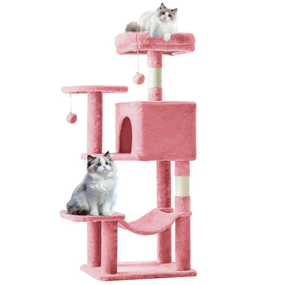 Pettrove Multi-Level Cat Tree Tower for Indoor Use, Stable Pet Furniture with Sisal Scratching Post, Spacious Condo, Climbing Ladder, and Plush Toy for Cats