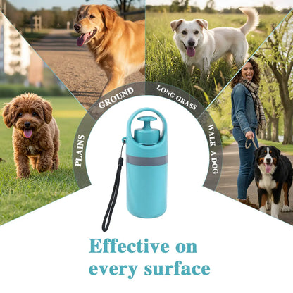 Dog Pooper Scooper - Portable No-Touch Outdoor Waste Management Tool with Teal Green Claw Design, 15 Bag Attachments, and Leak-Proof Storage Container
