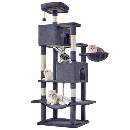 Pettrove Multi-Level Cat Tree Tower for Indoor Use, Stable Pet Furniture with Sisal Scratching Post, Spacious Condo, Climbing Ladder, and Plush Toy for Cats