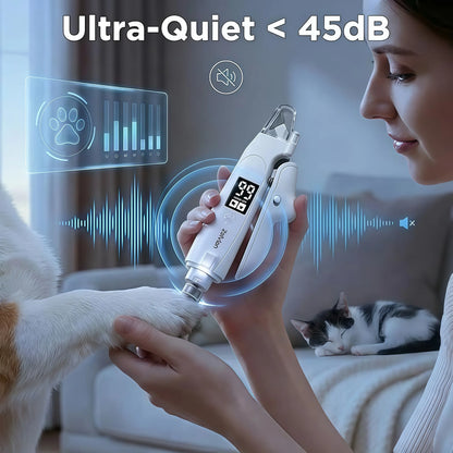 2-In-1 Dog & Cat Nail Clipper and Grinder with LED Light, Low-Noise Electric Pet Nail Trimmer, Safety Lock & Nail Catcher, USB-C Rechargeable, 3 Grinding Ports for Cats & Small to Medium Dogs Grooming Product