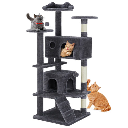 Pettrove Multi-Level Cat Tree Tower for Indoor Use, Stable Pet Furniture with Sisal Scratching Post, Spacious Condo, Climbing Ladder, and Plush Toy for Cats
