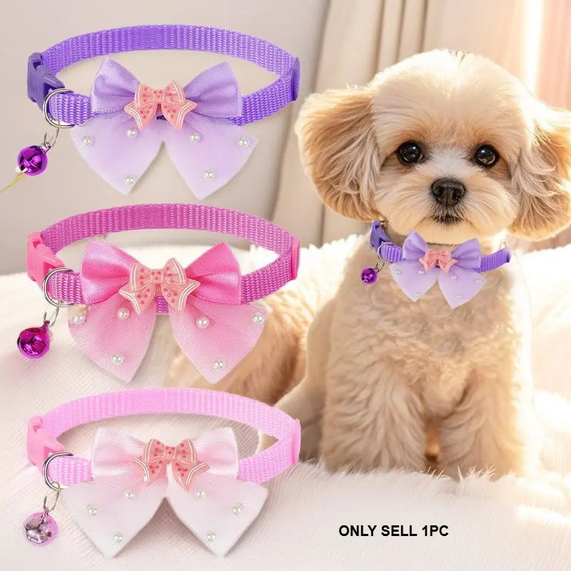 Adjustable Bow Tie Collar for Yorkie, Maltese & Poodle Dogs, Butterfly Design, Cute Pet Accessory, Comfortable Neck Strap