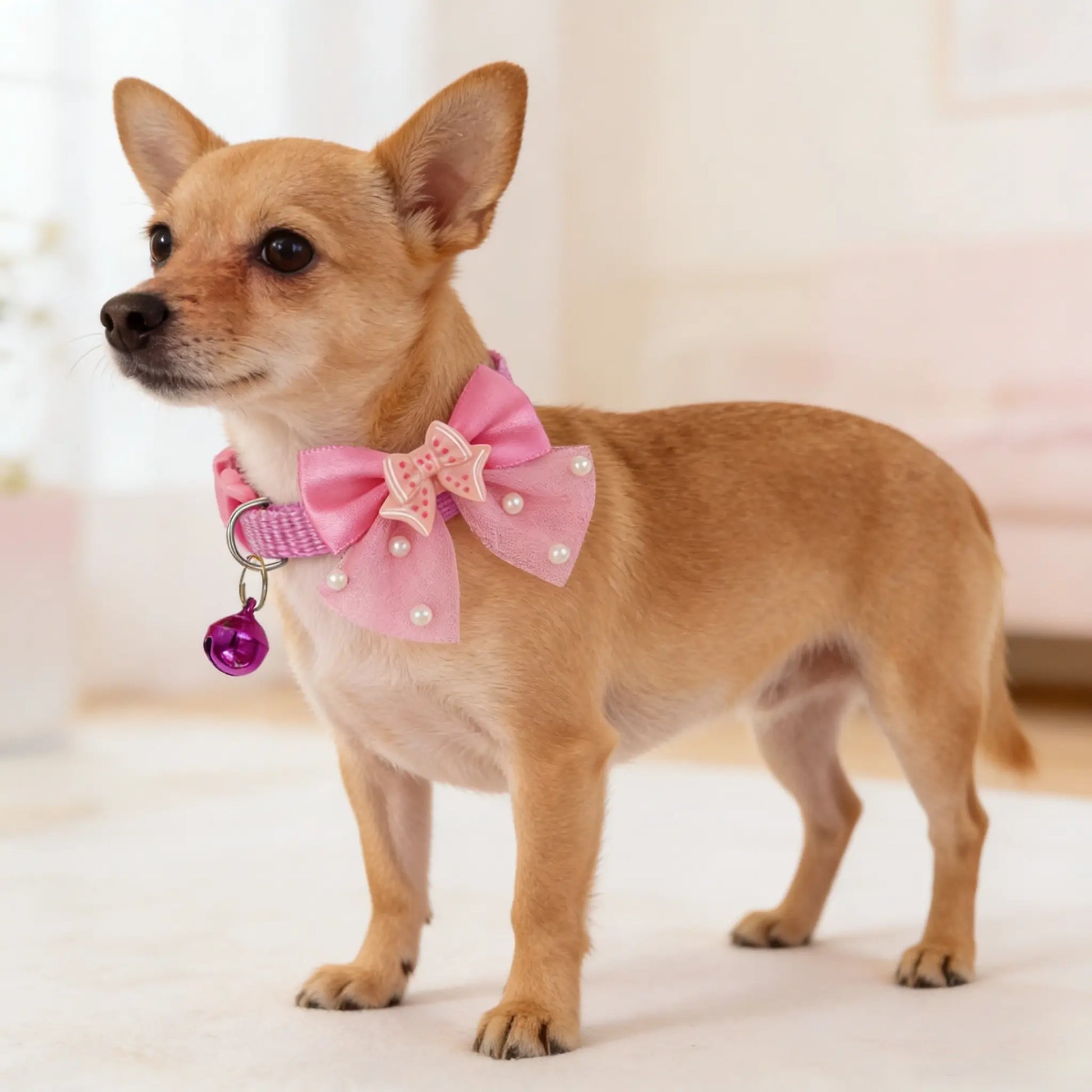 Adjustable Bow Tie Collar for Yorkie, Maltese & Poodle Dogs, Butterfly Design, Cute Pet Accessory, Comfortable Neck Strap