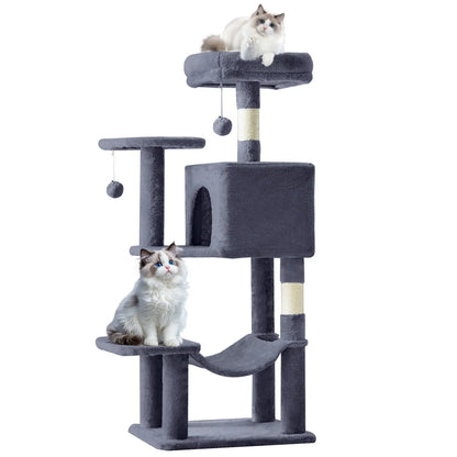Pettrove Multi-Level Cat Tree Tower for Indoor Use, Stable Pet Furniture with Sisal Scratching Post, Spacious Condo, Climbing Ladder, and Plush Toy for Cats