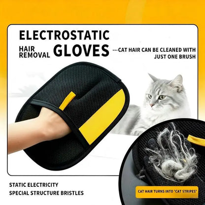 D-Hair Remover Electrostatic Gloves - Dual-Sided Brush for Effective Cat and Dog Hair Removal and Grooming