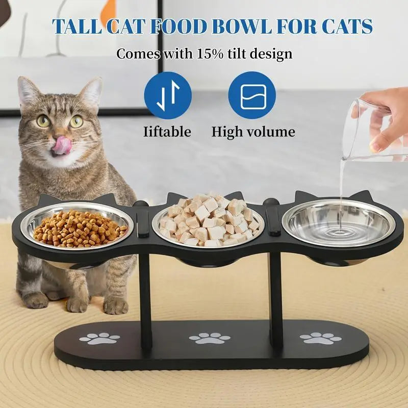 Multi-Layer Elevated Cat Feeder with Pet Food and Water Bowls, Includes 3 Stands, Easy-To-Assemble and Portable Design, Ideal for Multiple Cats Tiktokshopspringglowup Summervibes Petlovers