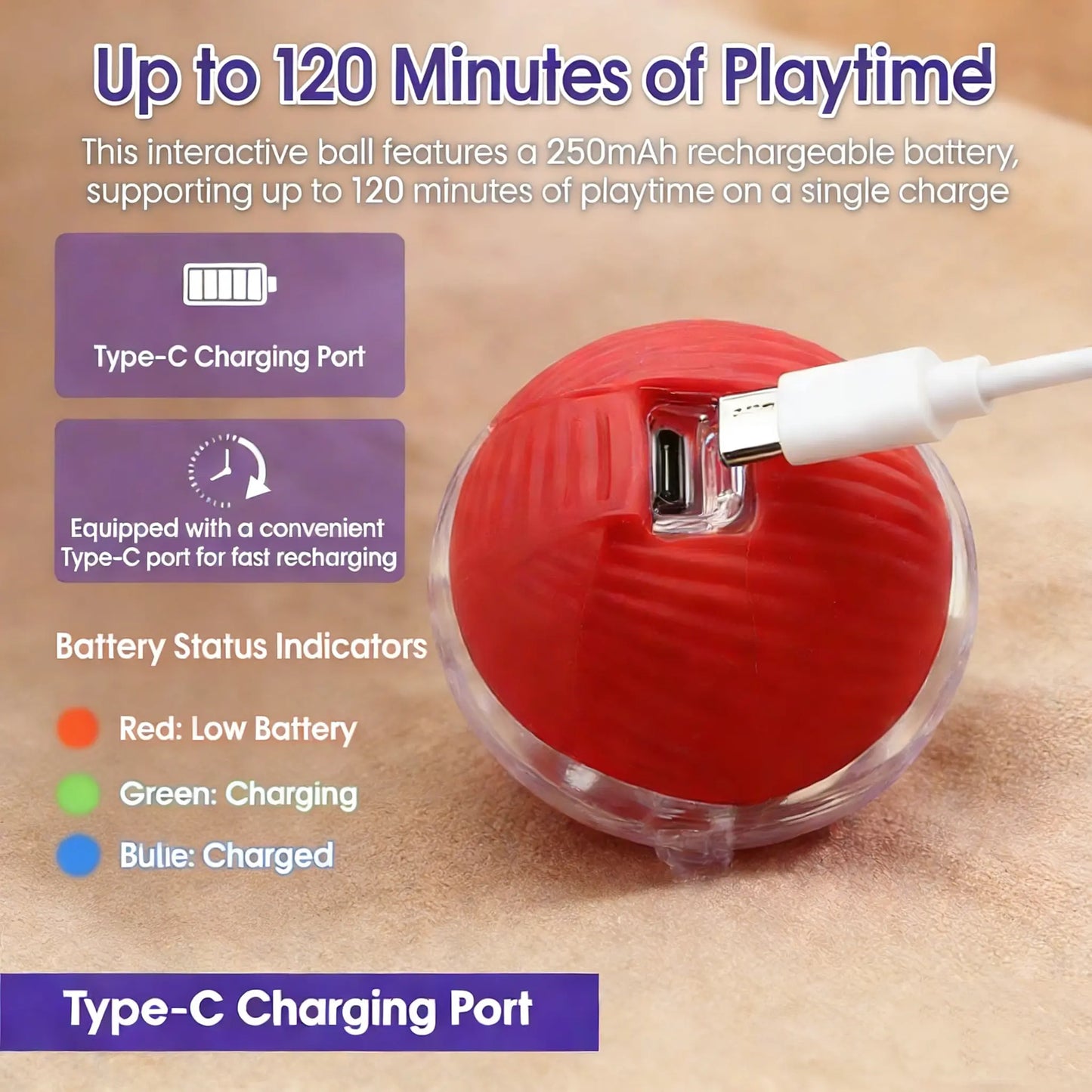 Smart Interactive Cat Toy Ball - Automatic Moving Motion Toy with LED Light, Rope & Realistic Bird Chirps, USB Rechargeable Boredom Buster for Indoor Cats & Small Dogs