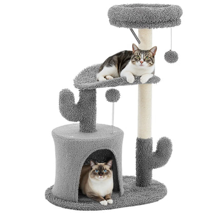 Pettrove Multi-Level Cat Tree Tower for Indoor Use, Stable Pet Furniture with Sisal Scratching Post, Spacious Condo, Climbing Ladder, and Plush Toy for Cats