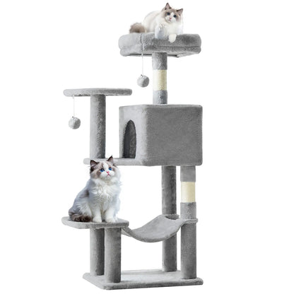Pettrove Multi-Level Cat Tree Tower for Indoor Use, Stable Pet Furniture with Sisal Scratching Post, Spacious Condo, Climbing Ladder, and Plush Toy for Cats