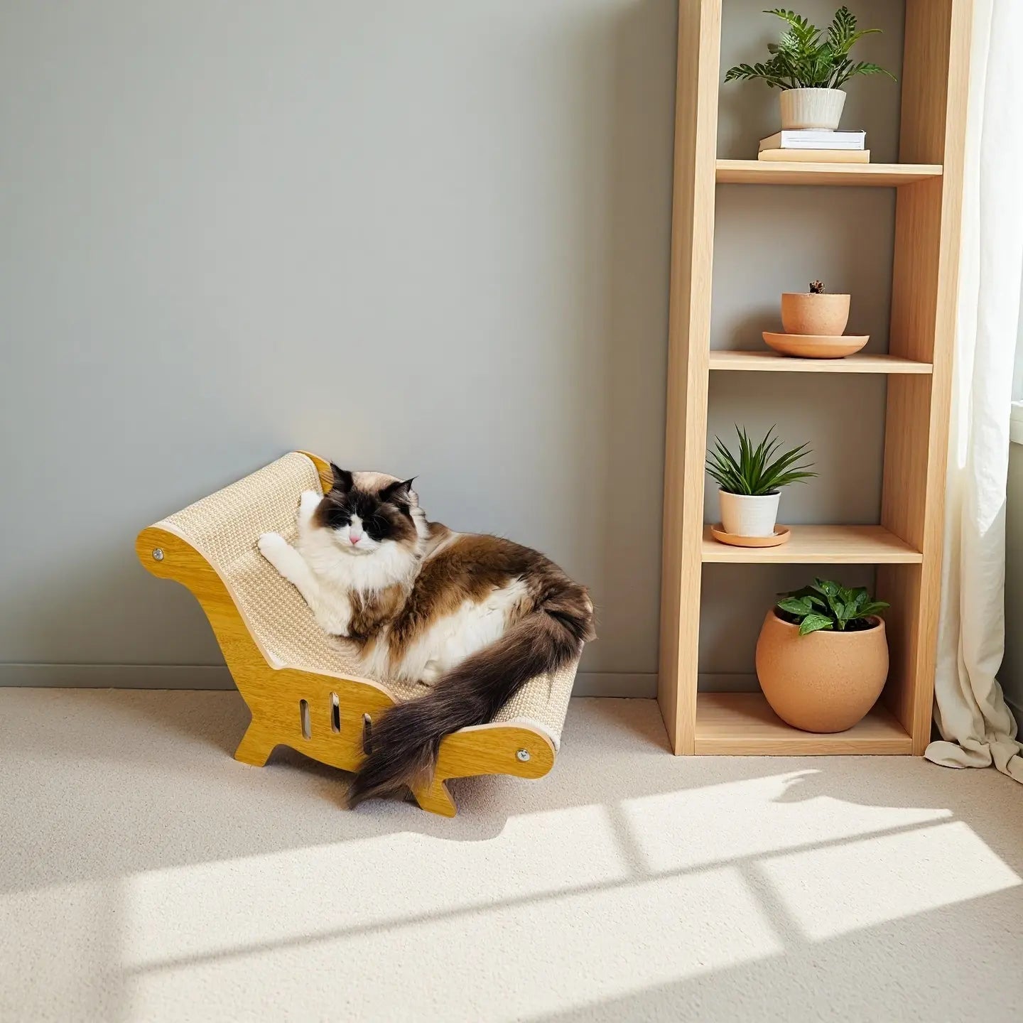 Durable Cat Scratching Post, Sisal Material, Anti-Slip Base, Pet Toy & Bed, Self-Cleaning Kitty Lounge Chair, Ideal Gift for Cats