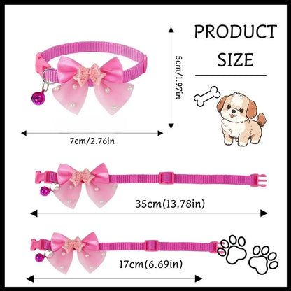 Adjustable Bow Tie Collar for Yorkie, Maltese & Poodle Dogs, Butterfly Design, Cute Pet Accessory, Comfortable Neck Strap